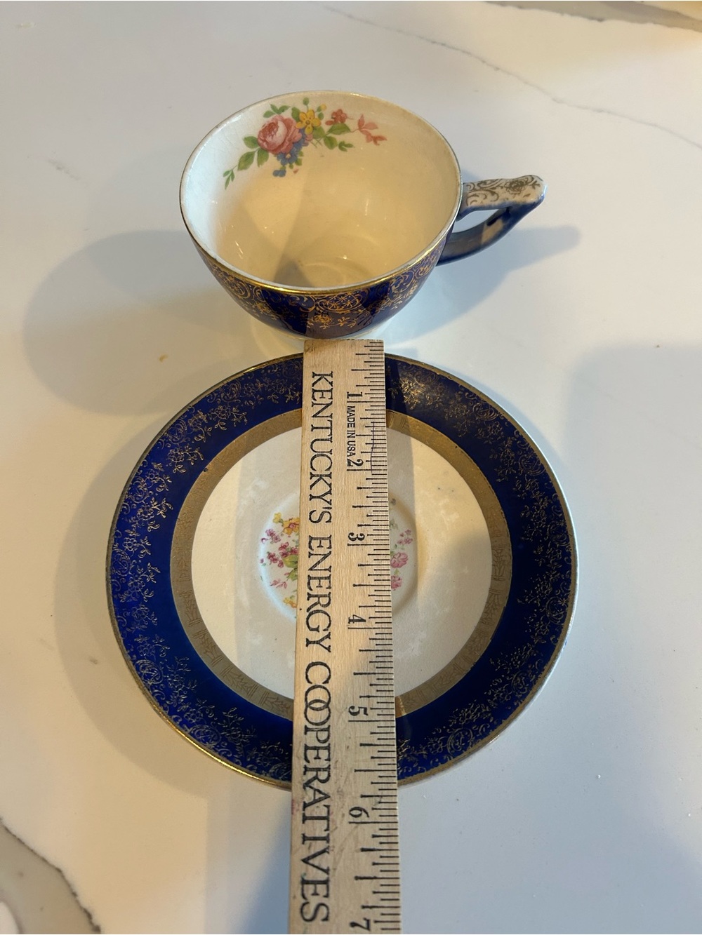 Century by Salem Cobalt Blue and Gold Trim Teacup & Saucer Set